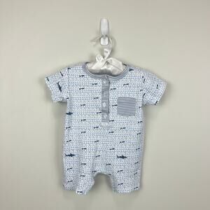 Joy Street Boys Shortie Romper Blue Sharks 9-12 Months